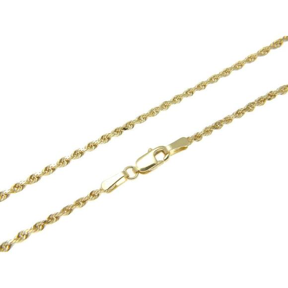 Mens Gold Diamond Cut Rope Chain, Solid 925 Sterling Silver Necklace Italy - Picture 6 of 8